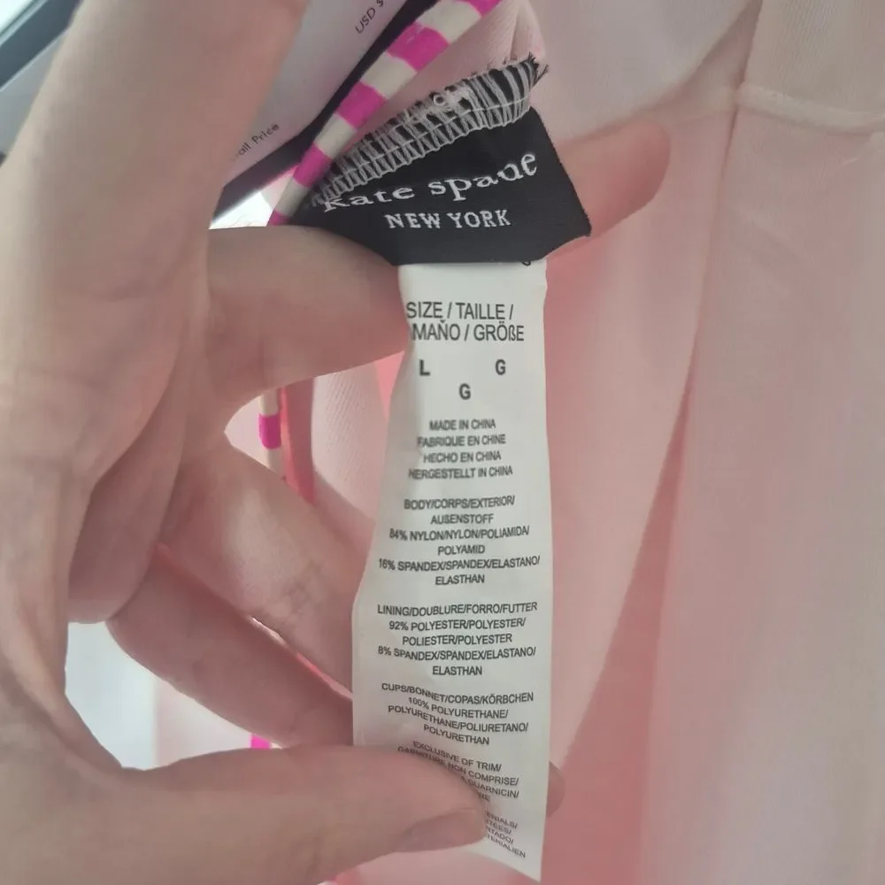 Kate Spade Radiant Pink Ringmaster Stripe V-neck One-piece Size Large Preppy NWT